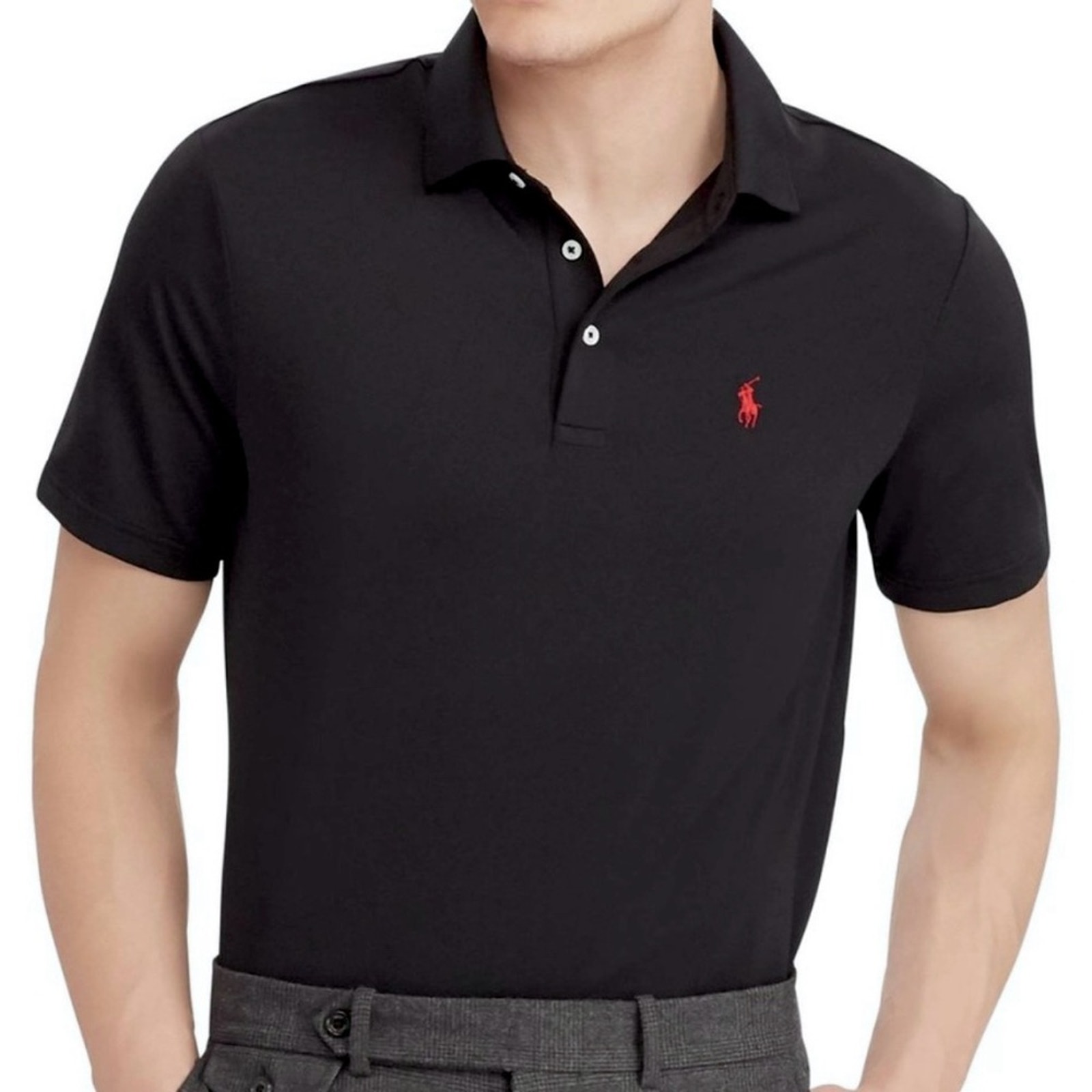 Polo Ralph Lauren Black Soft Cotton Short Sleeve Polo Shirt L Classic Preppy