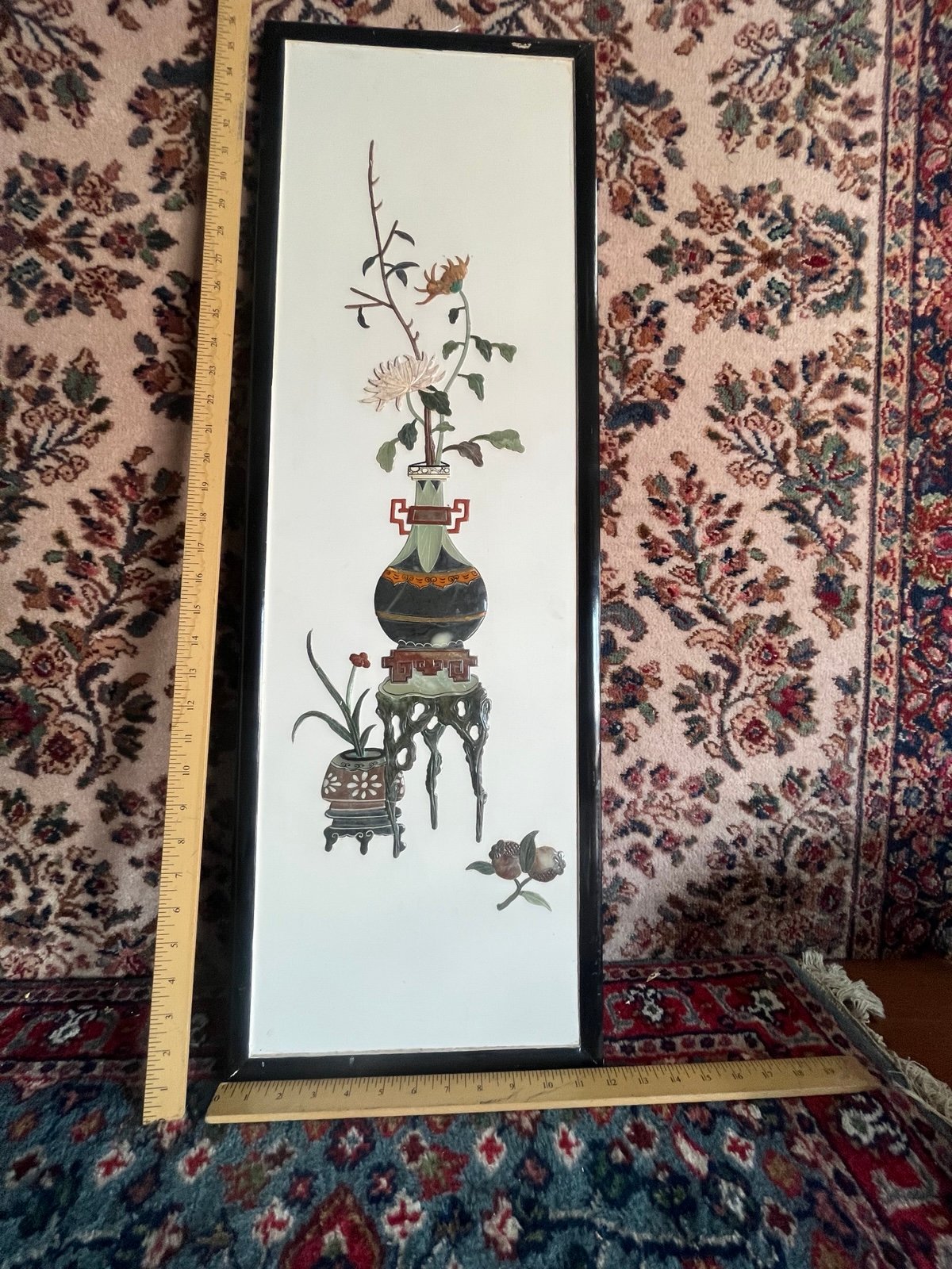 Vintage Asian Carved Stone Panel