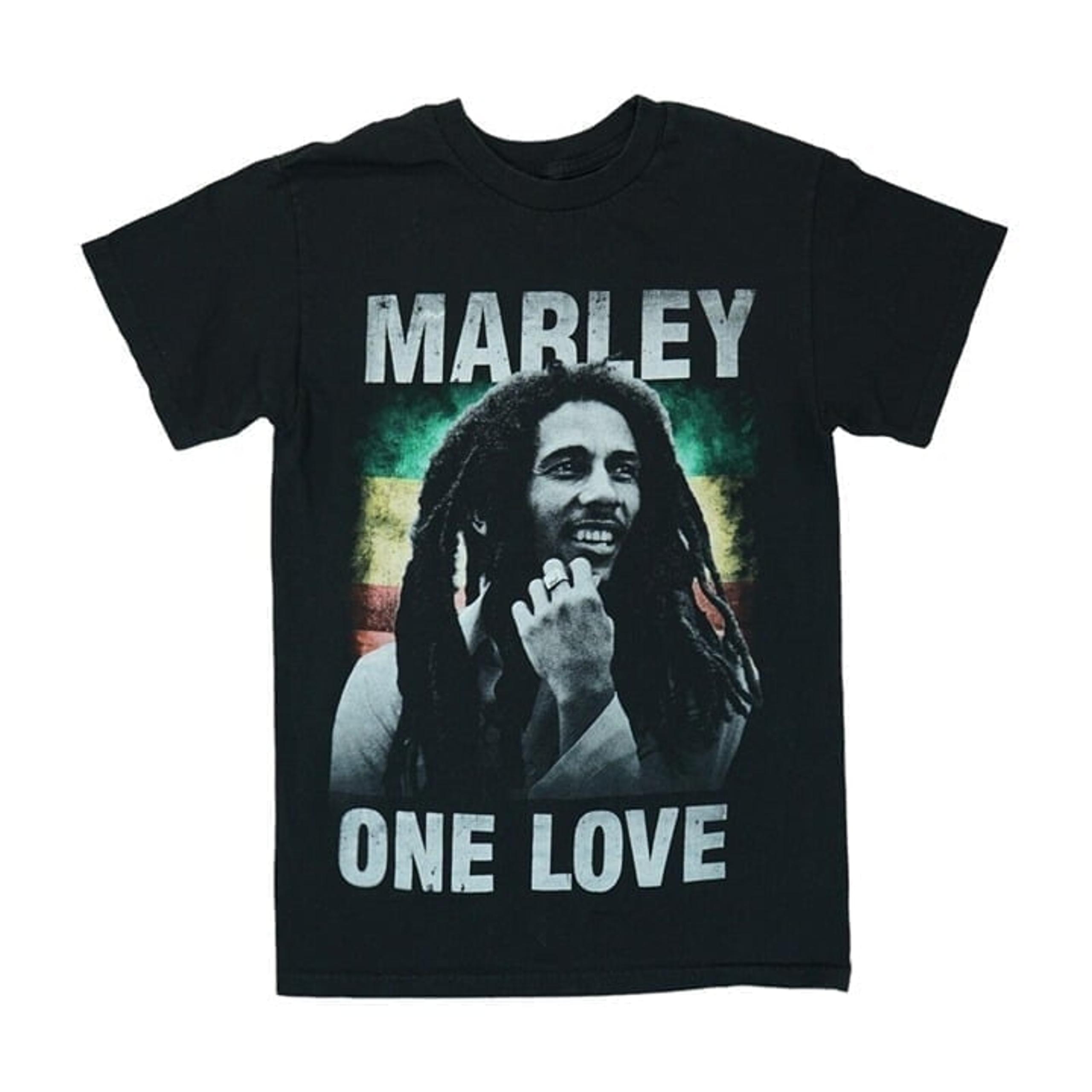Zion Rootswear Bob Marley Print Shirt Adult Small Black One Love Rasta
