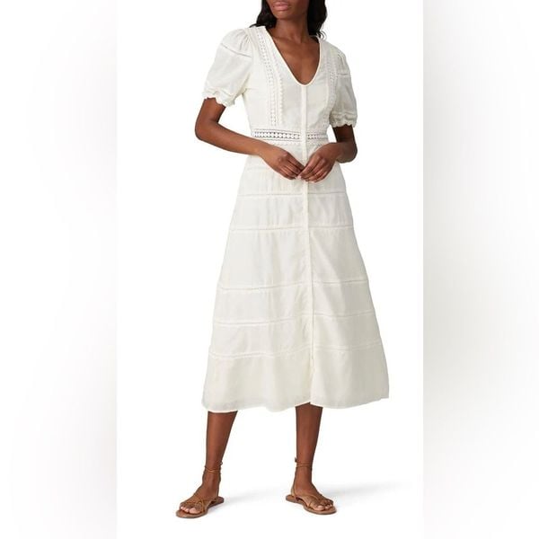 Sweet Baby Jamie Ivory Lace Midi Dress Size Medium 316