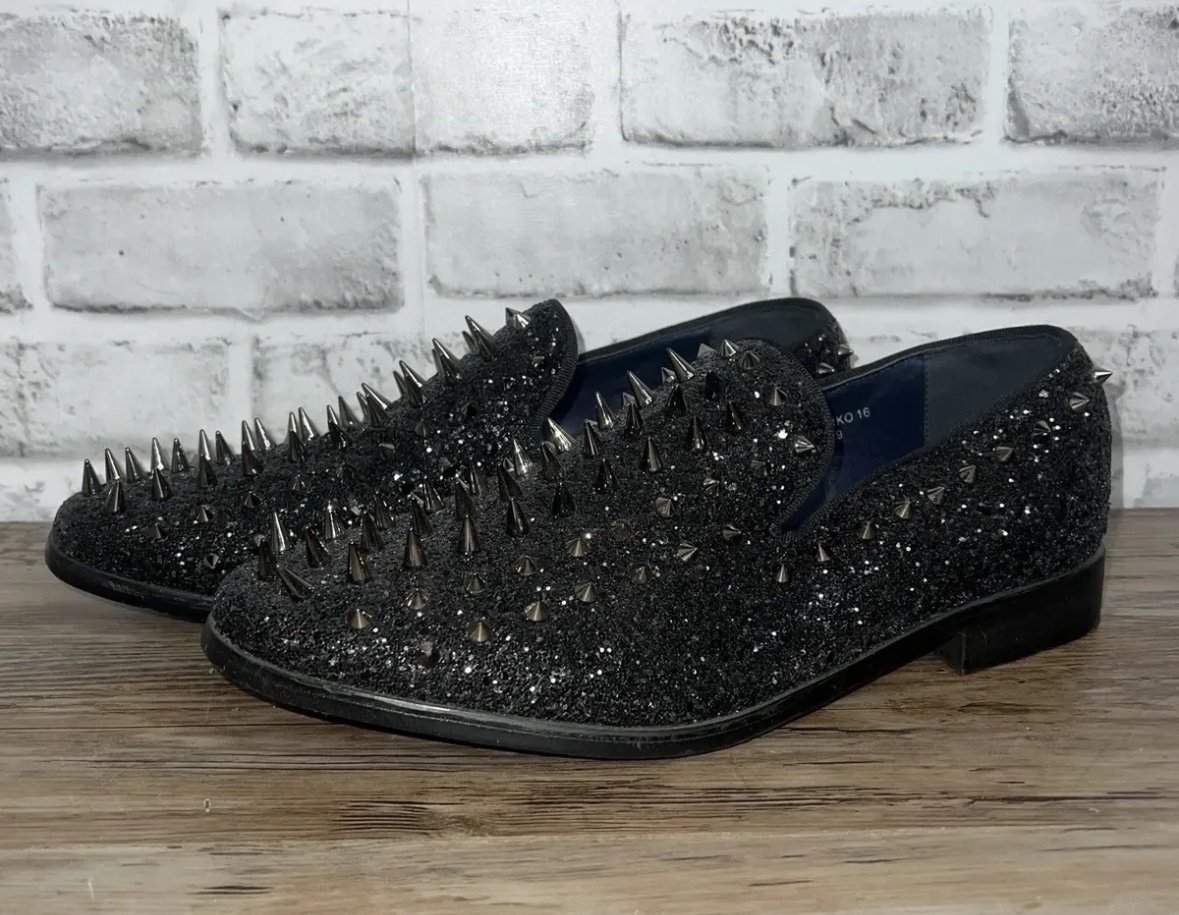 ALBERTO FELLINI Sparko 16 Sparkly Spiky Black Slip On Shoes Mens Size 9