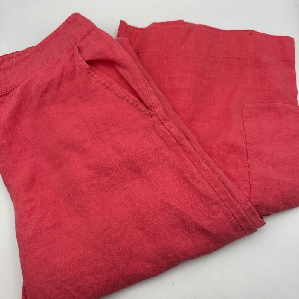 Eileen Fisher Trouser Pants Women's XS Pink Straight Wide Leg Cargo Pockets