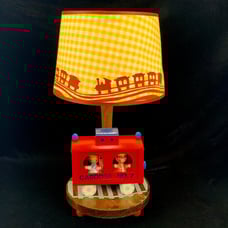 1978 Caboose Wooden Lamp w Shade Trains Nursery Nightlight Working Excellent
