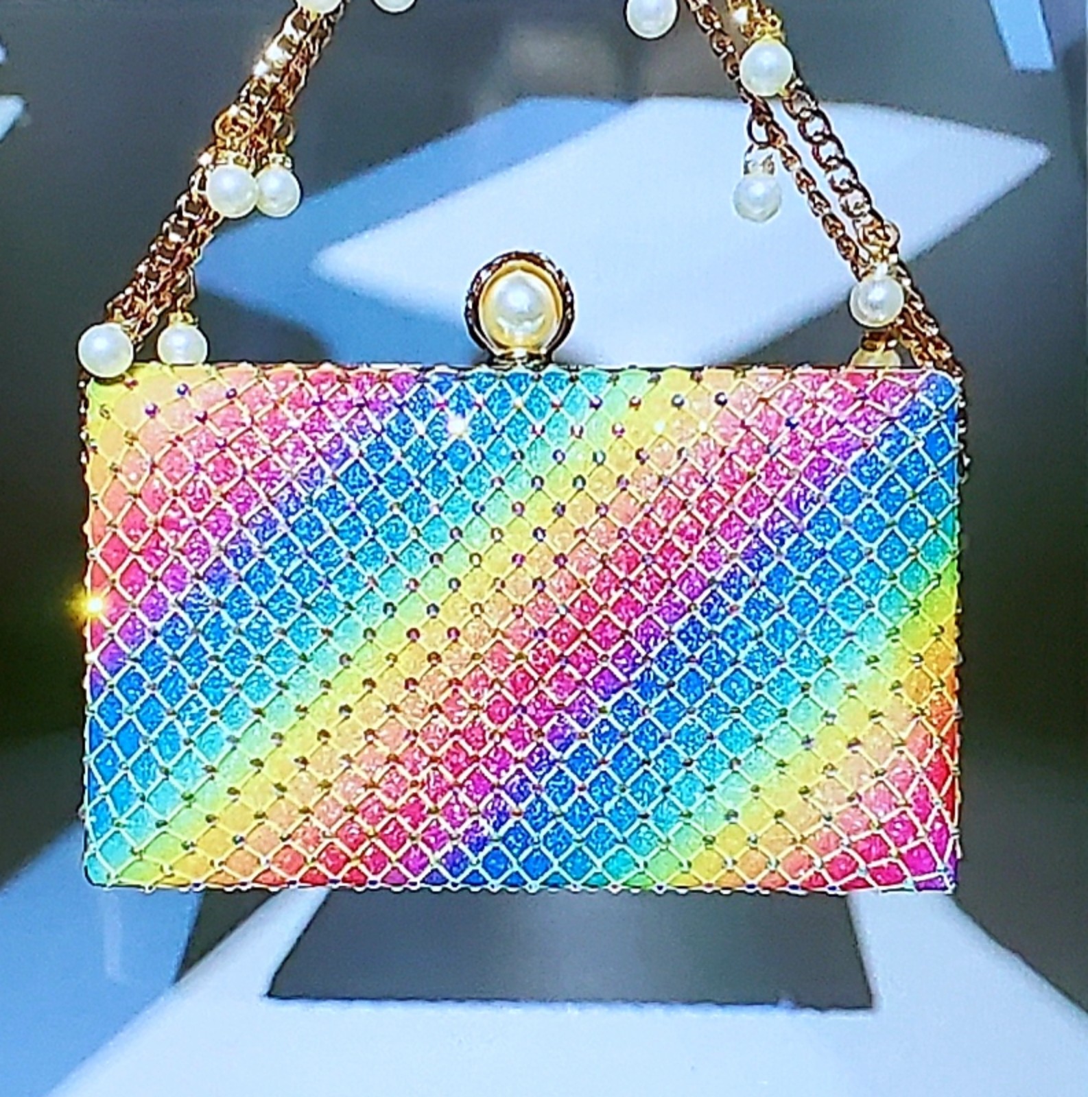 NWT! Rainbows And Pearls Evening Bag