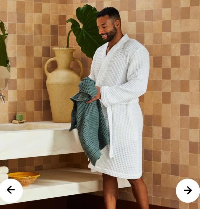 BROOKLINEN Dreamweave Waffle 100% Turkish Cotton White Robe unisex size Large