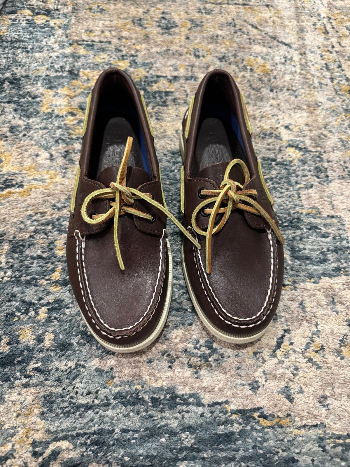Sperry dark brown leather boat shoes with tan laces