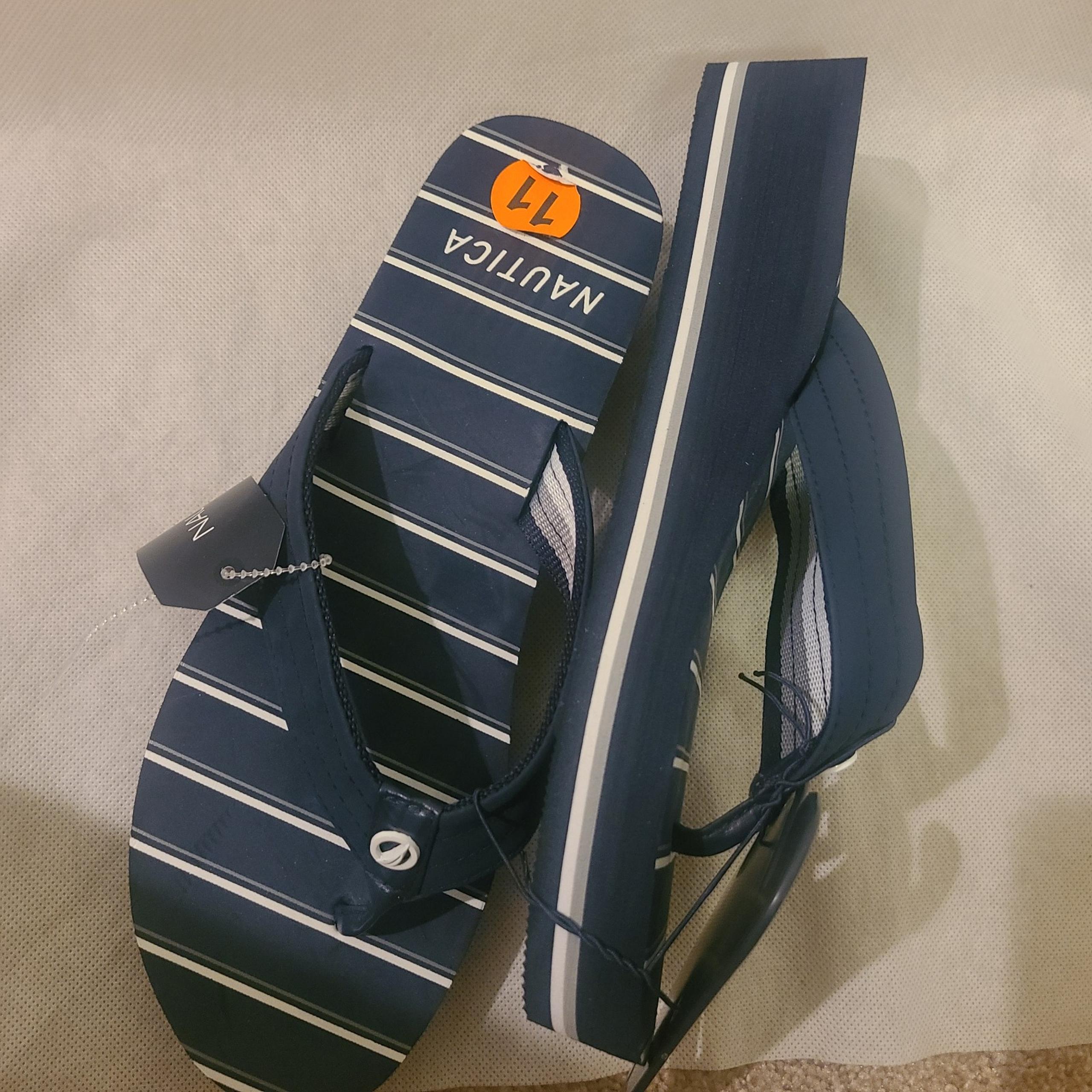 Nautica Women's Hereford Navy/Grey/White Stripe Sandal Slippers Size 11