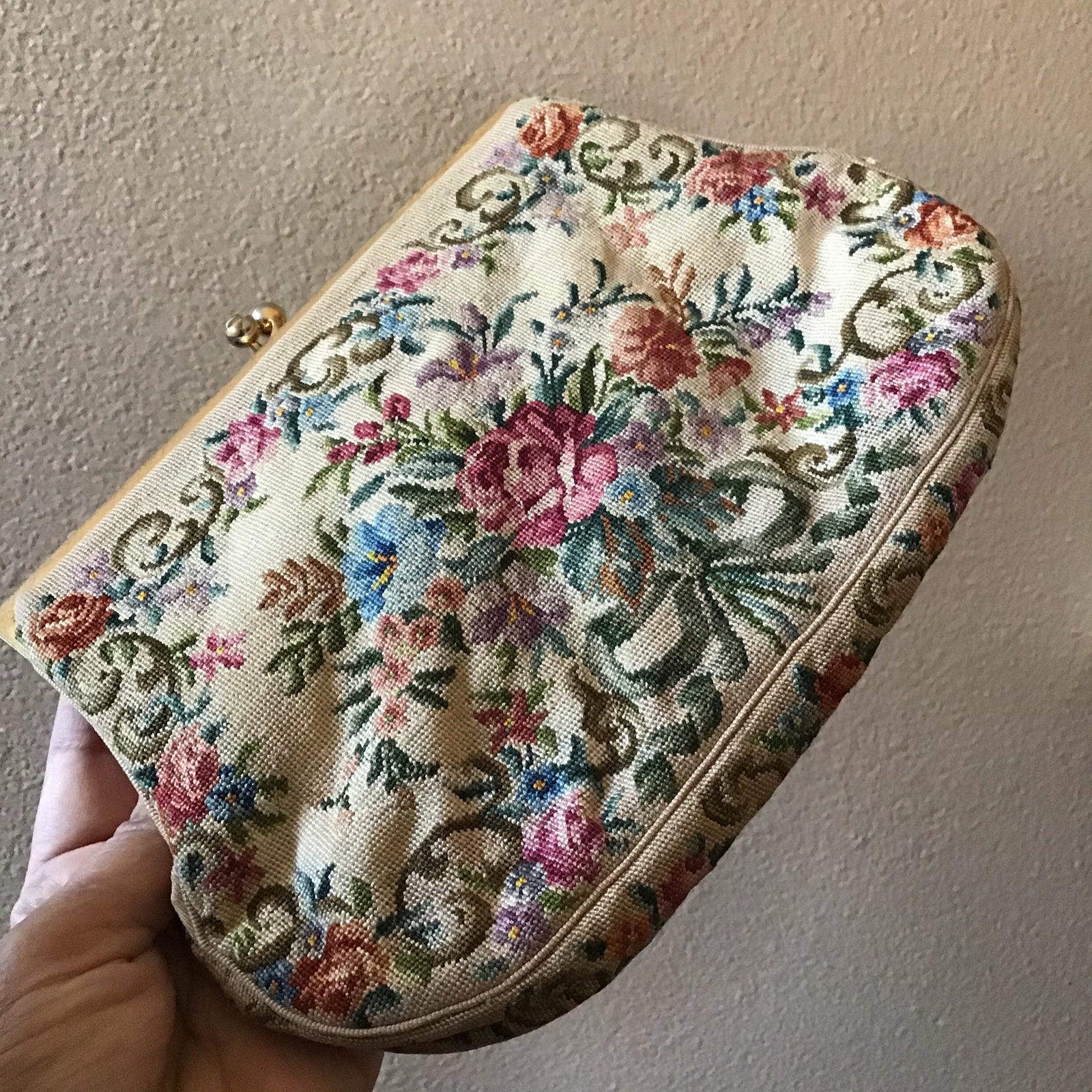 Vintage Floral Tapestry Evening Bag