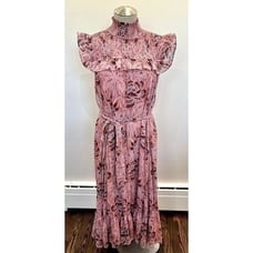 Likely NWT Gio Floral Print Smocked Ruffle Chiffon Midi Dress Size 10