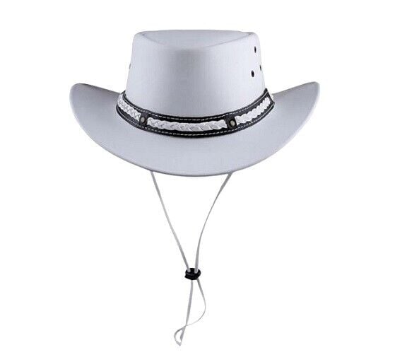 Hat Cowboy Men or Women White Genuine Leather Western New CH001