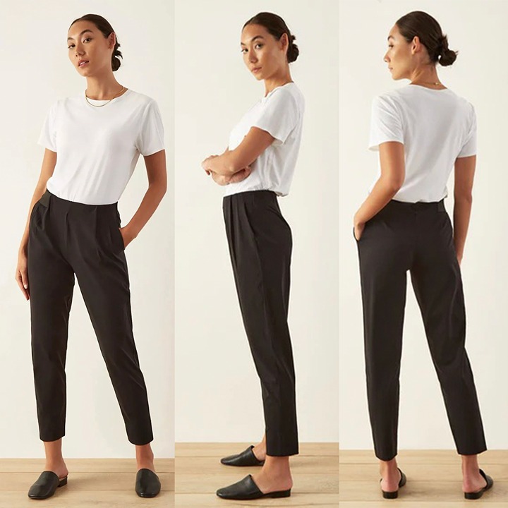 ADAY Turn it Up Pant Womens Size S BLACK High Rise Tapered Trouser
