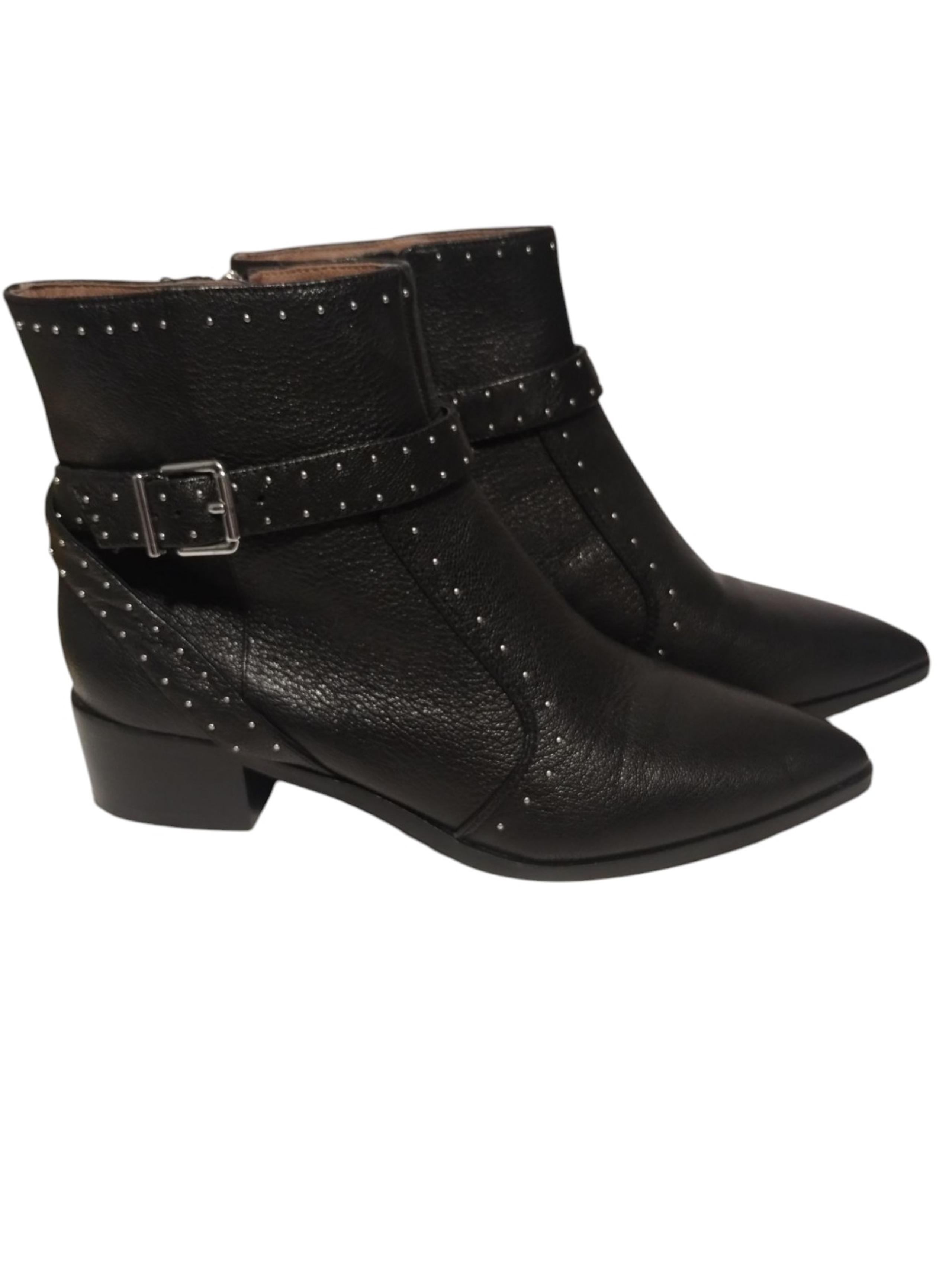 Antonio Melani Women's Black Studded Buckle Whimsigoth Goth Emo Rock Bootie sz 8
