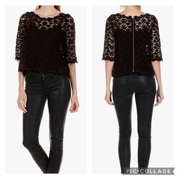 Joie Women's Elvia D Crochet Lace 3/4 Sleeve Top Size: S