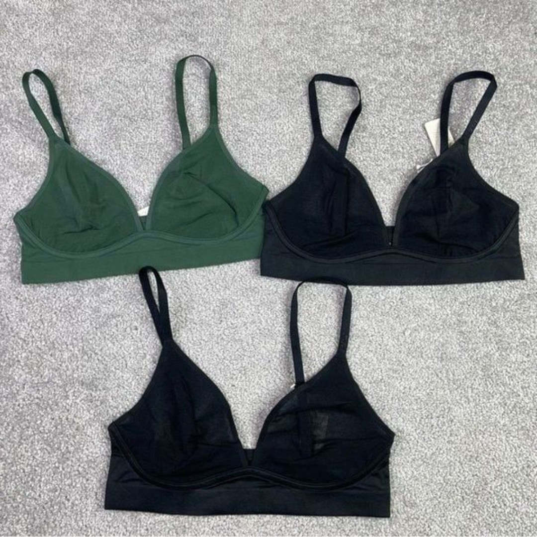 Aerie Smoothez Bra Bundle Small Black Olive Green Pullover Adjustable Straps New
