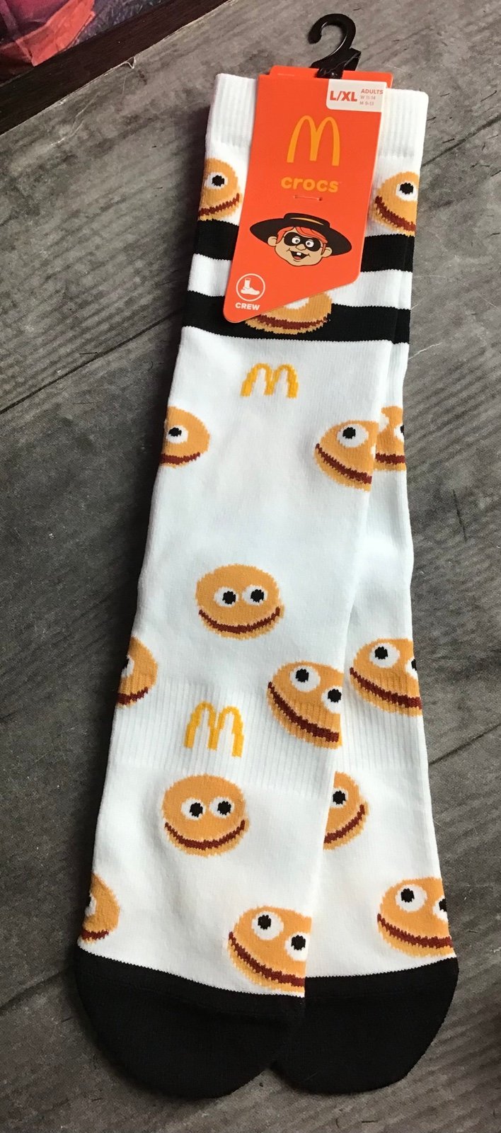 Crocs Hamburglar Mcdonald’s crew Socks Size L/XL -Brand new