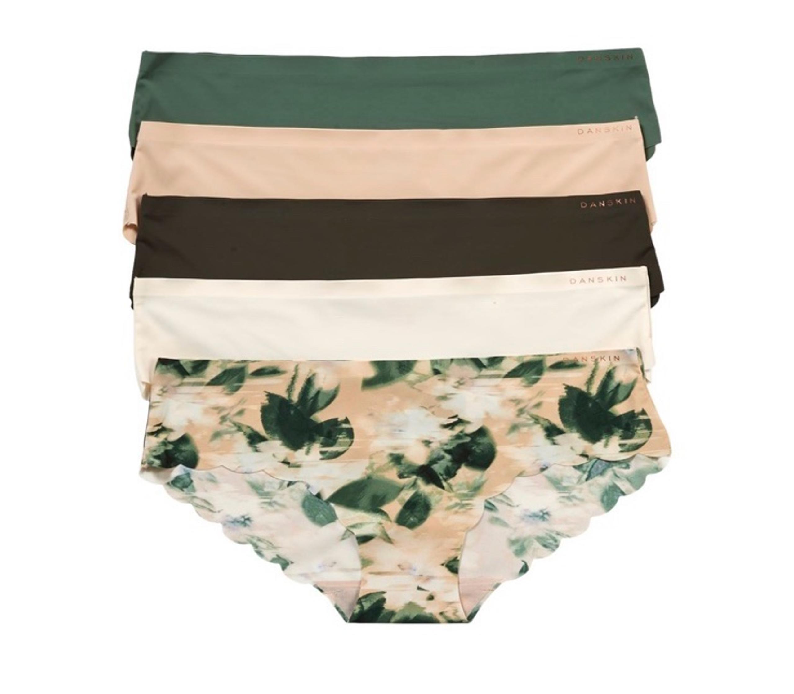 NWT Five Pair Women's Small Intimates Scalloped No Show Bikini Panties - Danskin