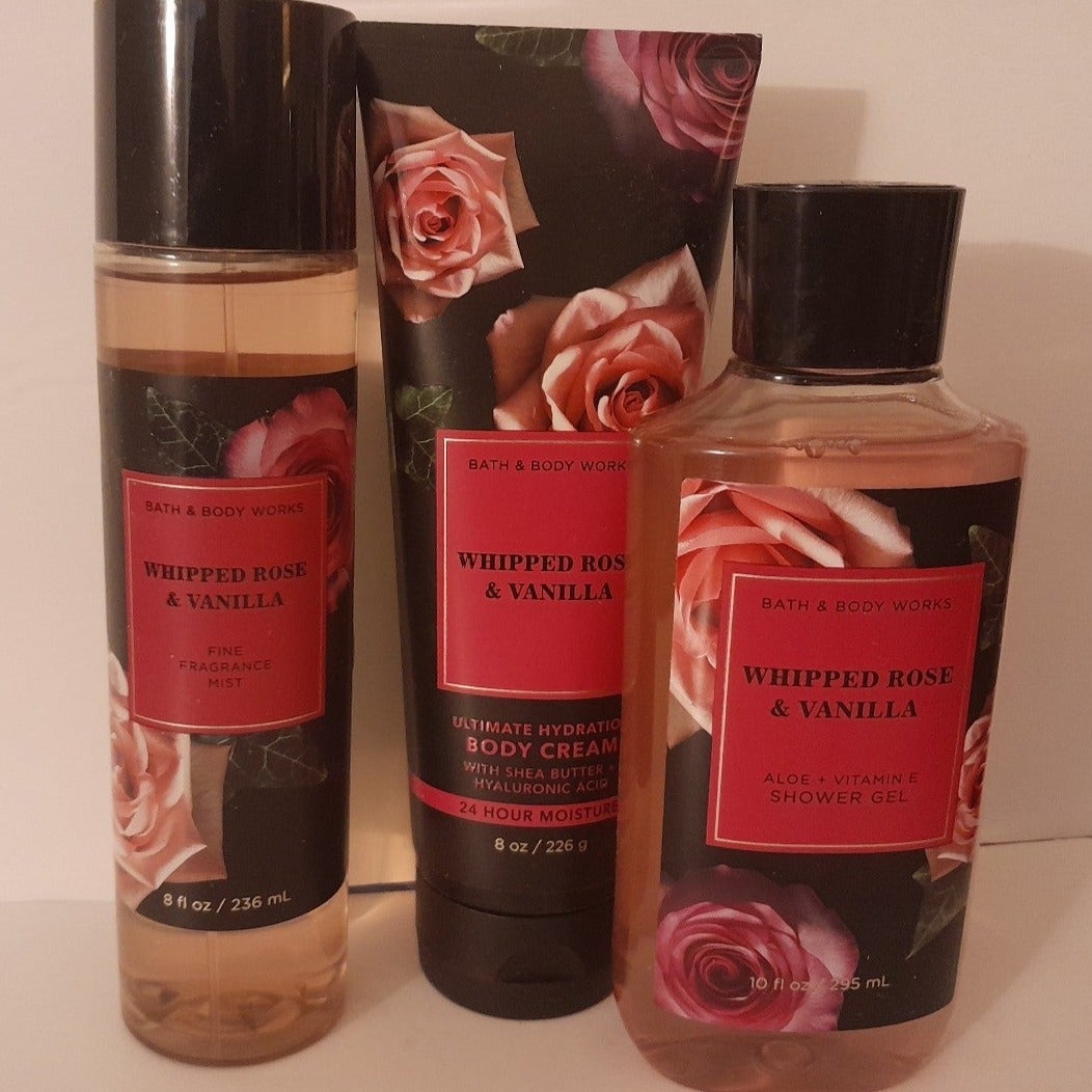 Bath & Body Works Set 3 WHIPPED ROSE & VANILLA Mist Shower Gel Cream New Bundle Bath & Body Works Set 3 WHIPPED ROSE & VANILLA Mist Shower Gel Cream New Bundle