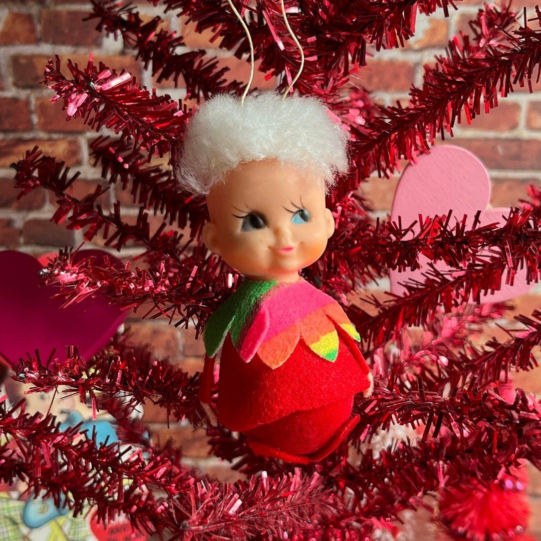 Vintage Valentine's Day Pixie Elf Small Mod Rainbow Collar Ornament MCM Japan