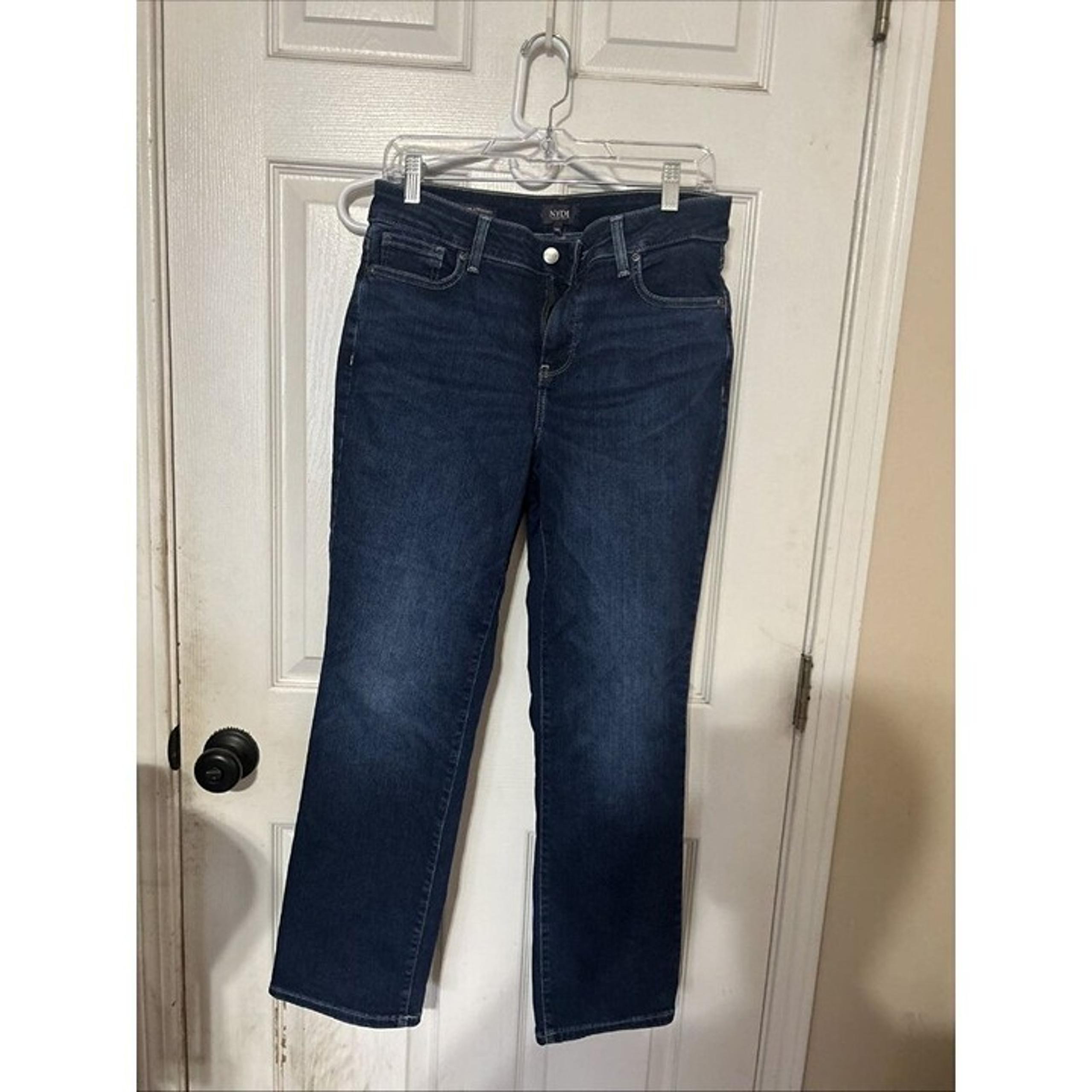 NYDJ Jeans Womens Blue Marilyn Straight Stretch Dark Wash size 10PS