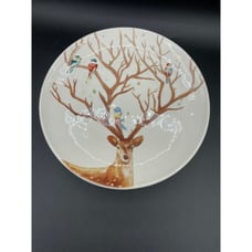 Pier 1 Imports 4 Alexander Deer Birds in Antlers Christmas Salad Luncheon Plates