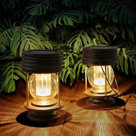 New 2-Pack Waterproof Hanging Solar Landscape Lanterns Lights for Garden Decor