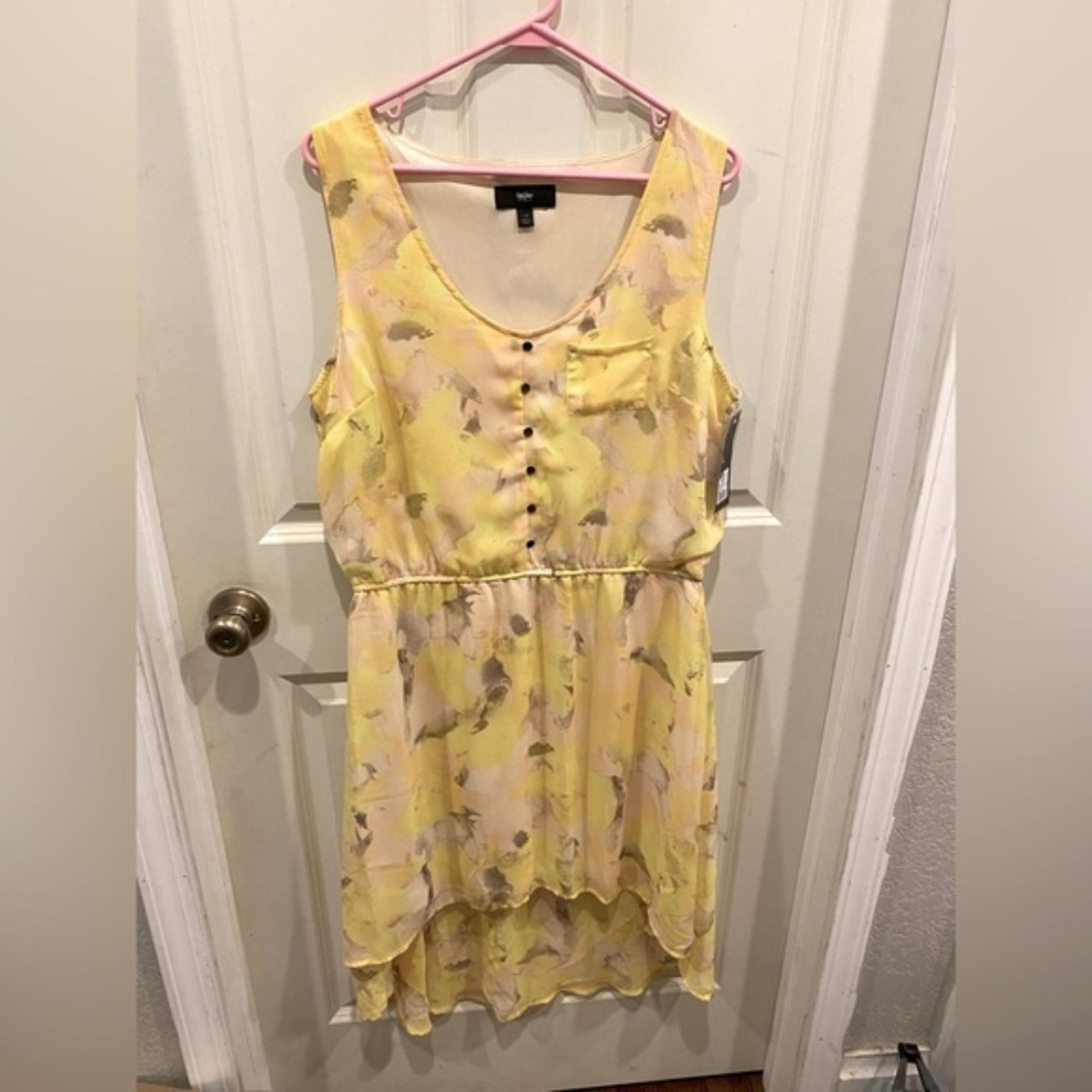 NWT Mossimo High Low Yellow Floral Dress Size Large