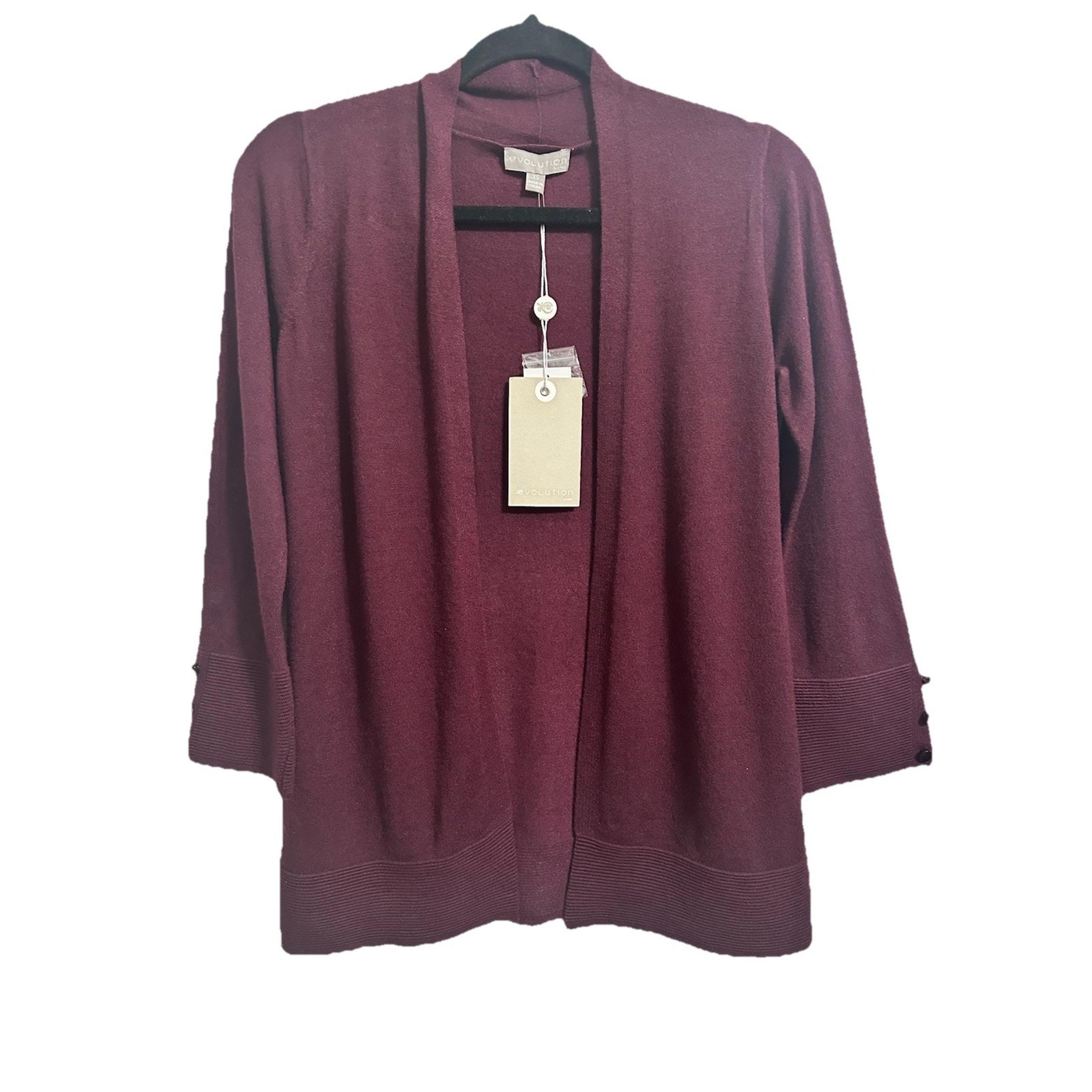 Evolution By Cyrus Women’s Grape Purple Open Cardigan Sweater Stitch Fix Size XS