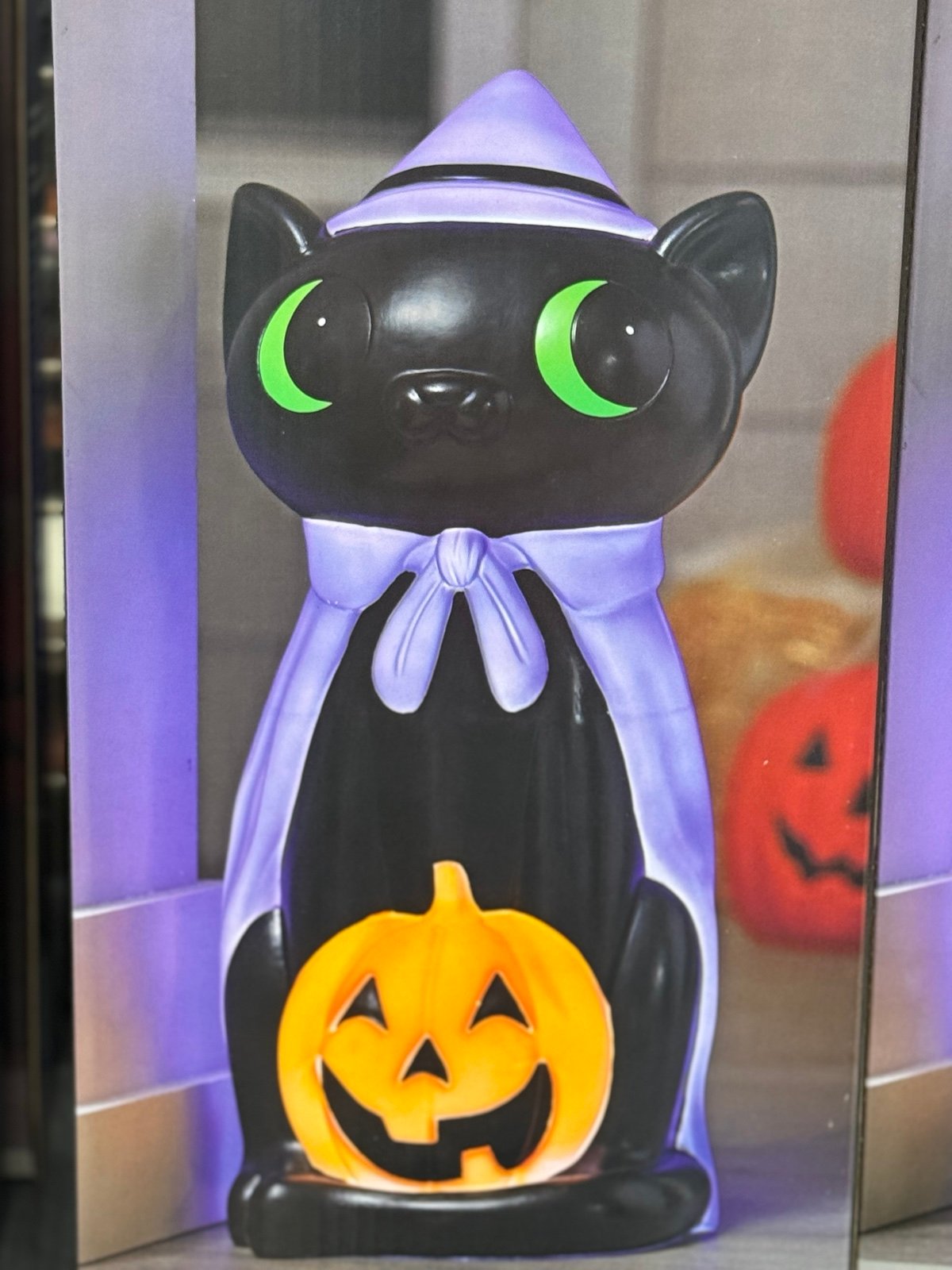 Pumpkin light up cat blow mold
