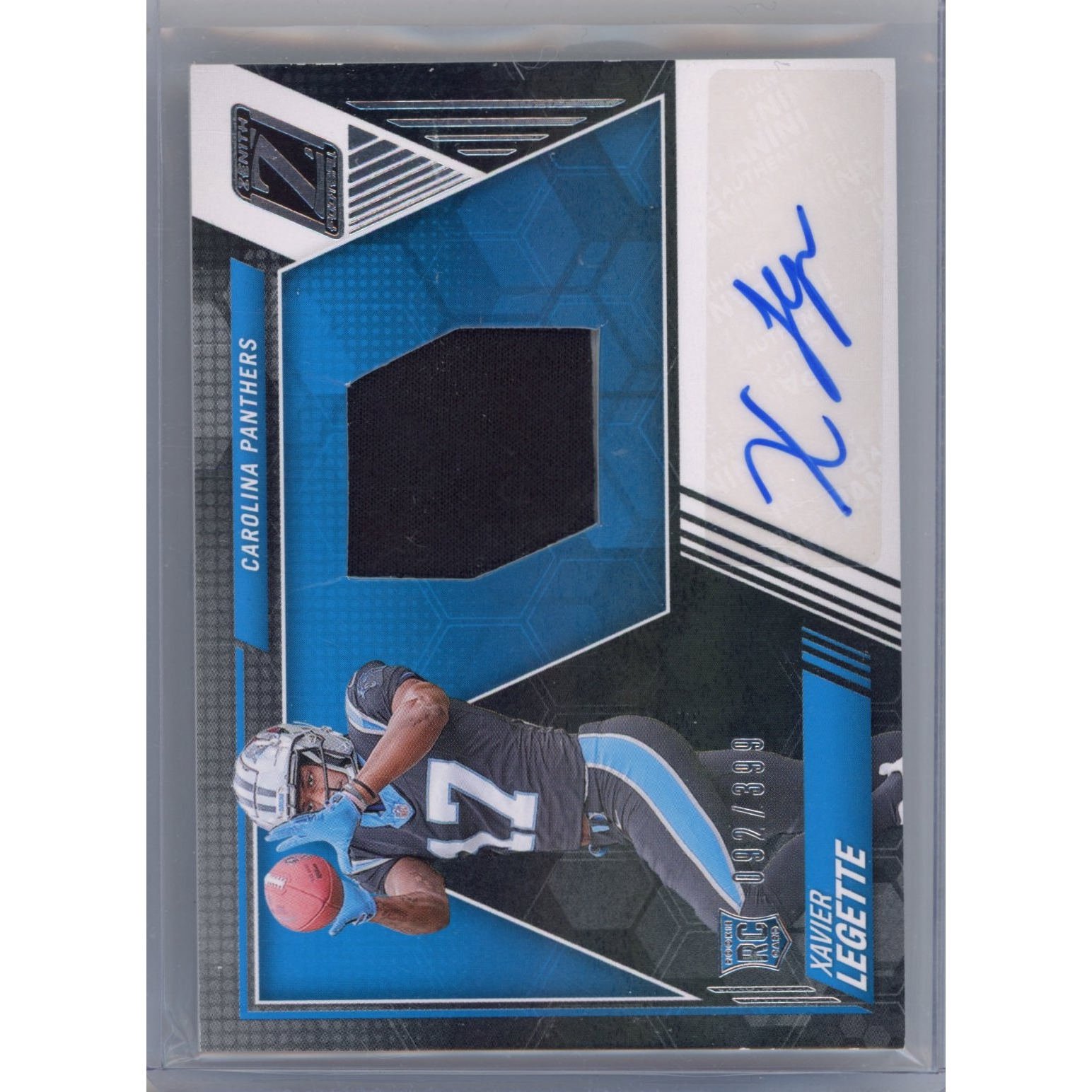 2024 Panini Zenith Xavier Legette #210 Relic Auto /399 Rookie Card