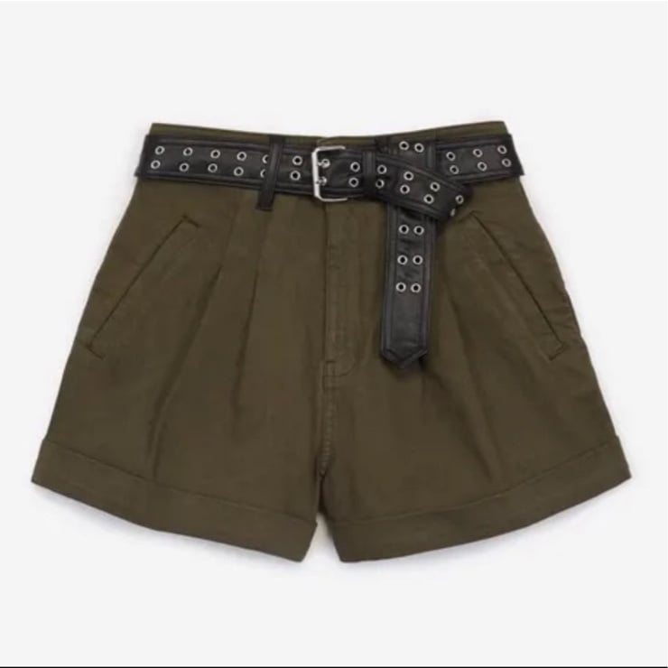The Kooples High Waist Khaki Cotton Shorts Size 1