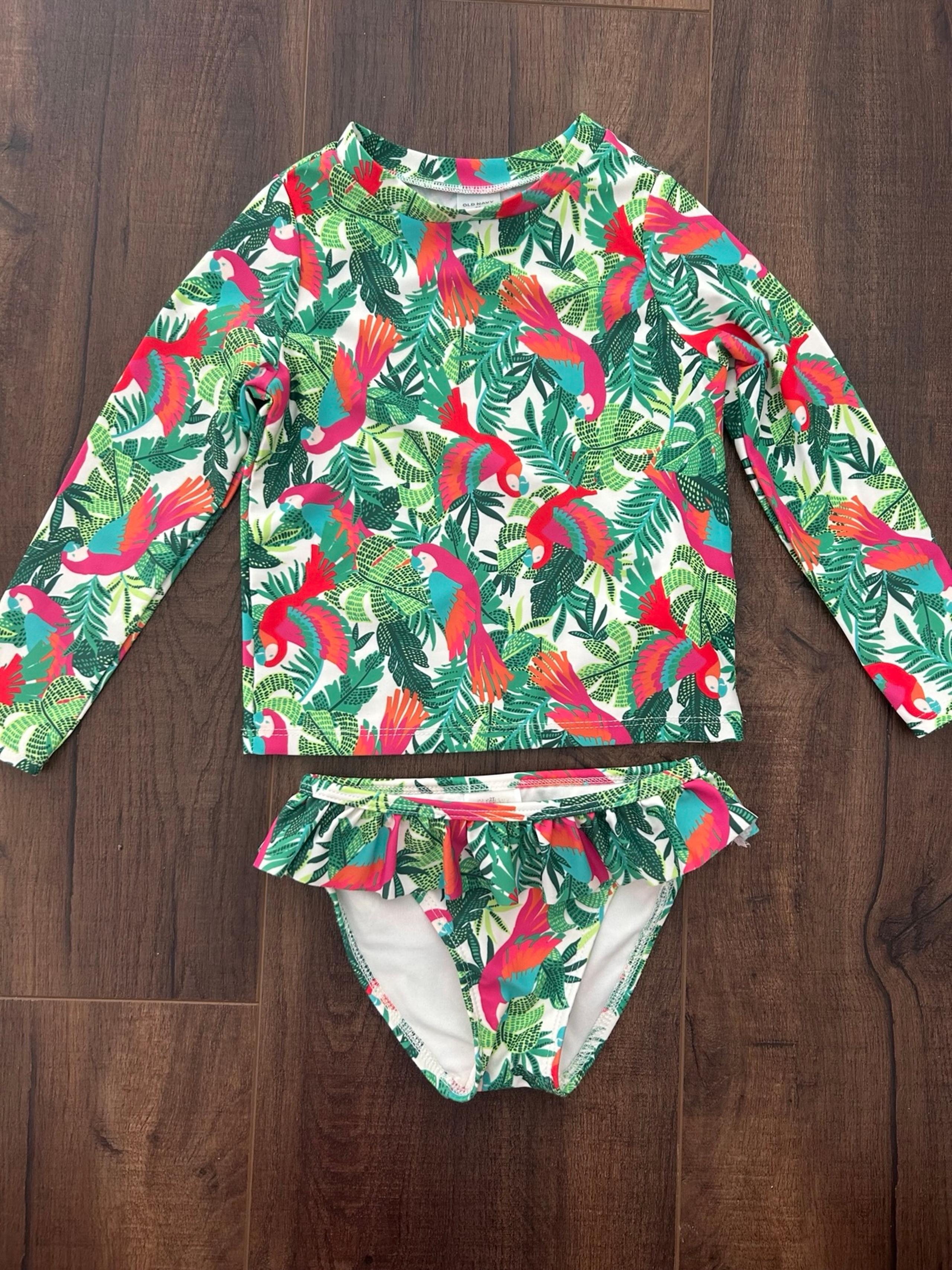 Old Navy Parrots Printed Rash guard swim set 2T