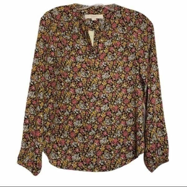 Loft Blouse pink yellow white Floral Blouse Sz XXSP Women’s NWT