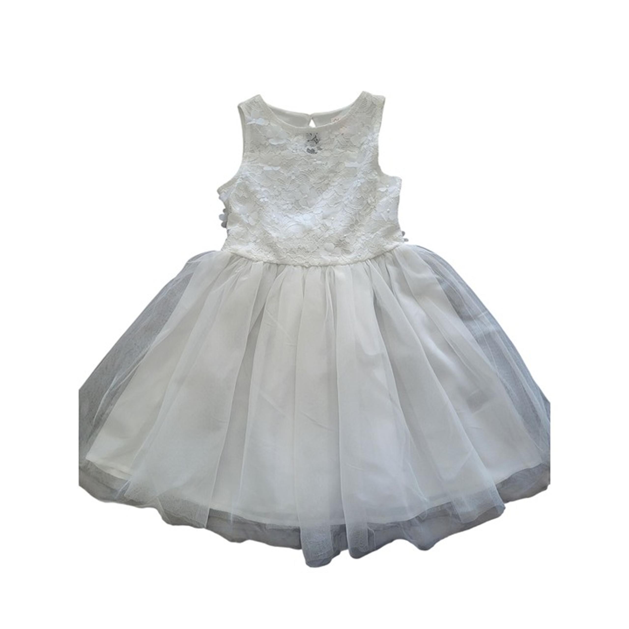 Cat & Jack Girls White Lace Sleeveless Dress With Tulle Skirt Size S (6/7). NWT