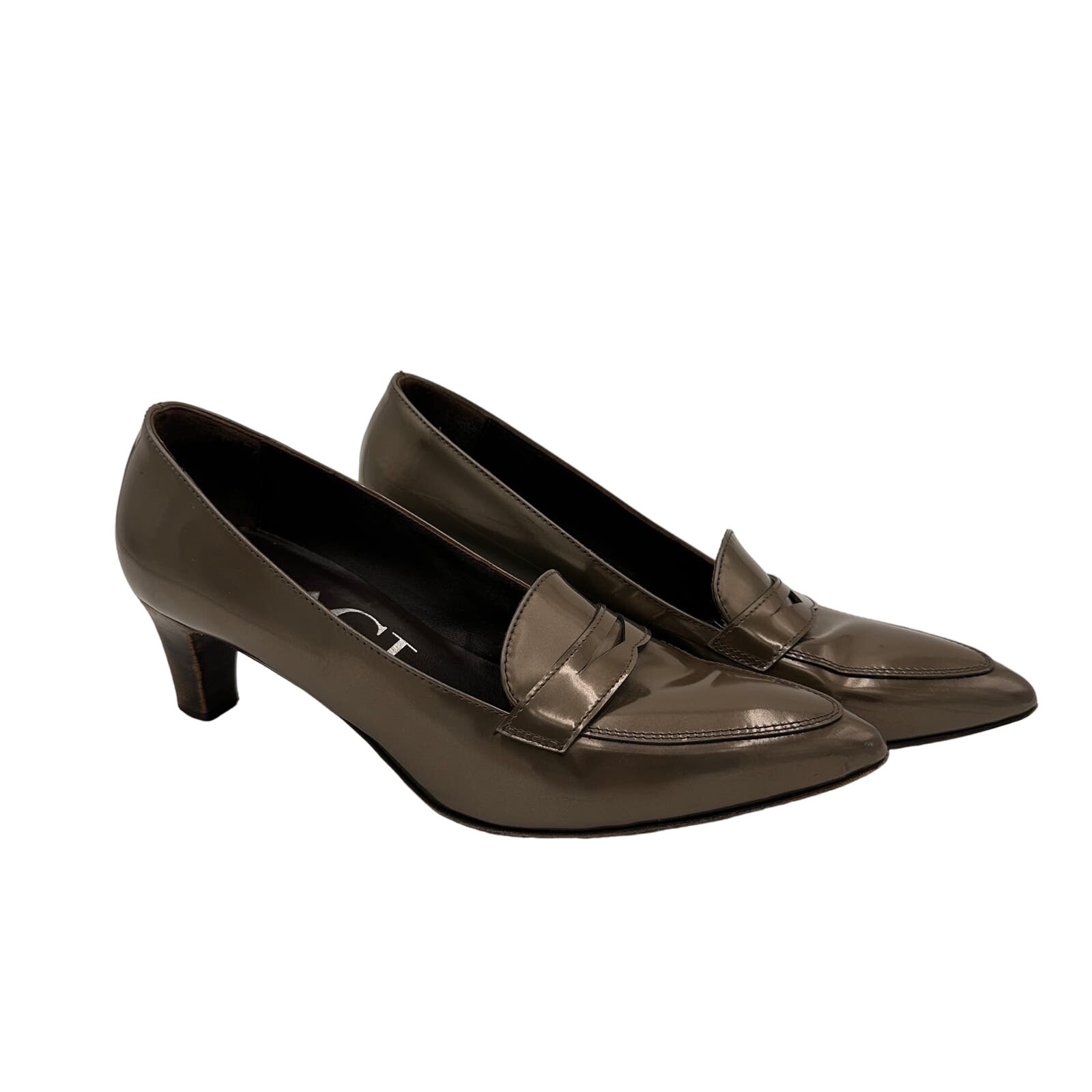 AGL Attilio Giusti Leombruni Pewter Glossy Leather Heels Size 39.5 / 9.5