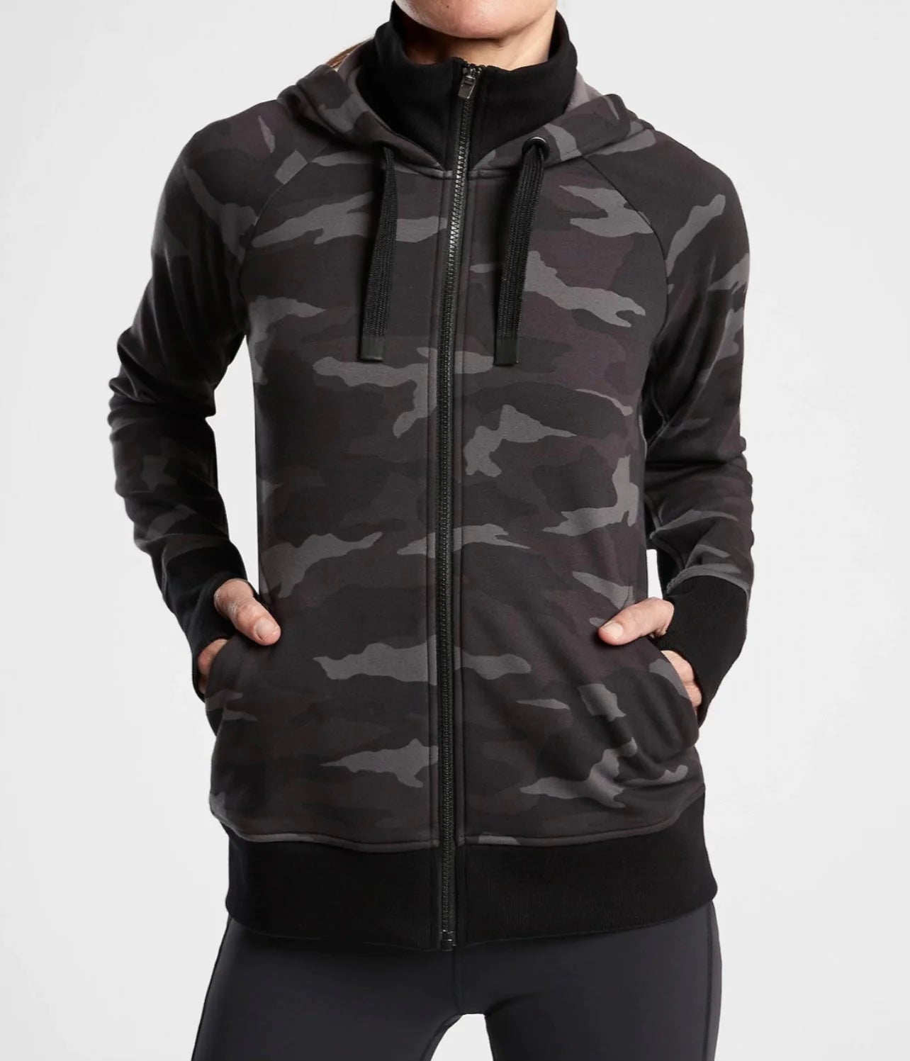 Athleta Triumph Printed Camo Black Hoodie -Size S