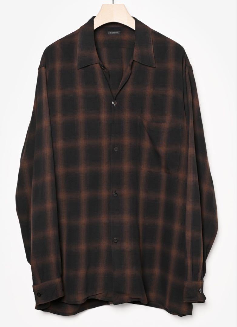 [24ss/New] comoli Rayon Open Collar Shirt Check Size 3