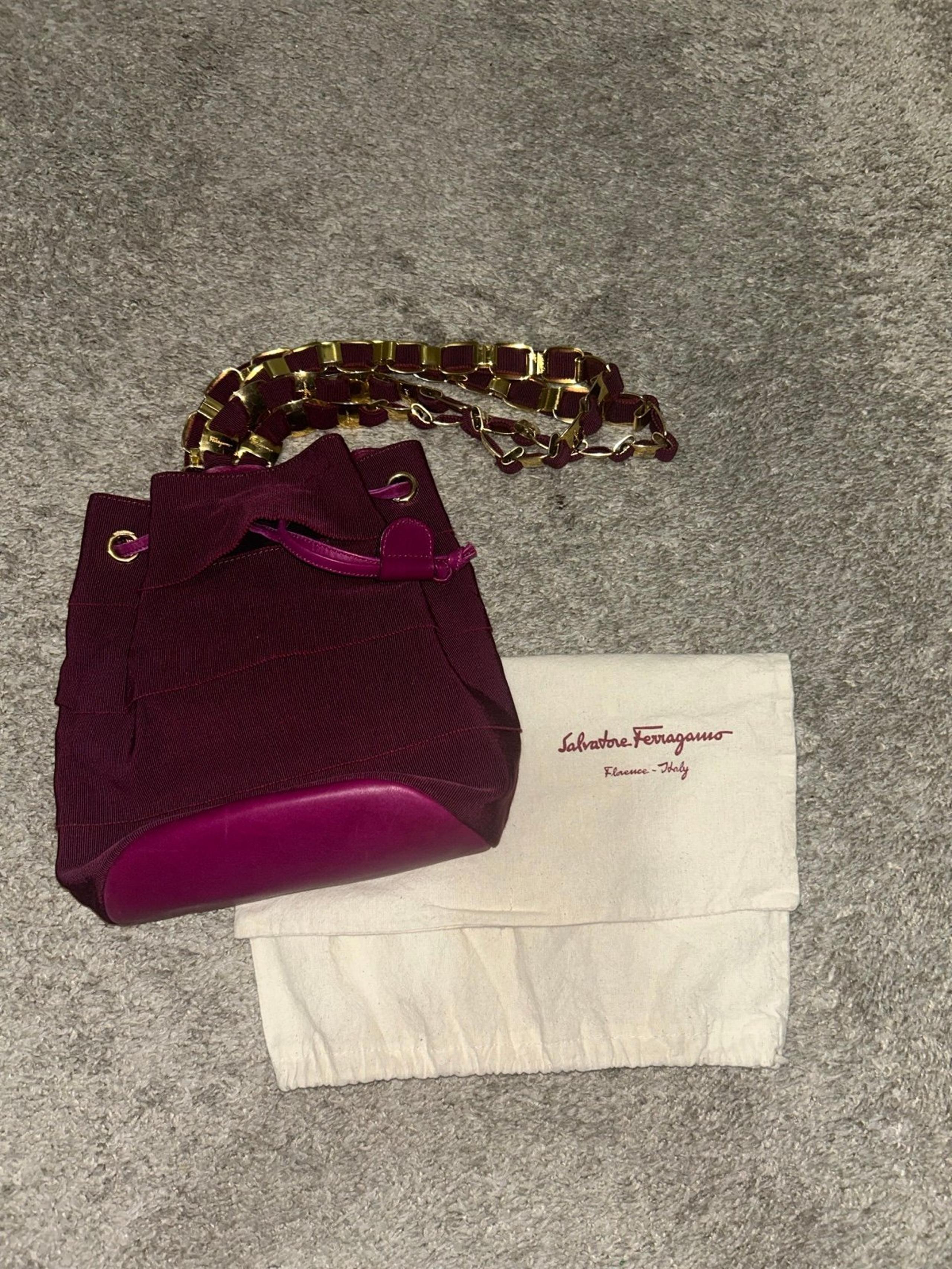 vintage mini fuchsia back pack with gold hardware. - Salvatore Ferragamo
