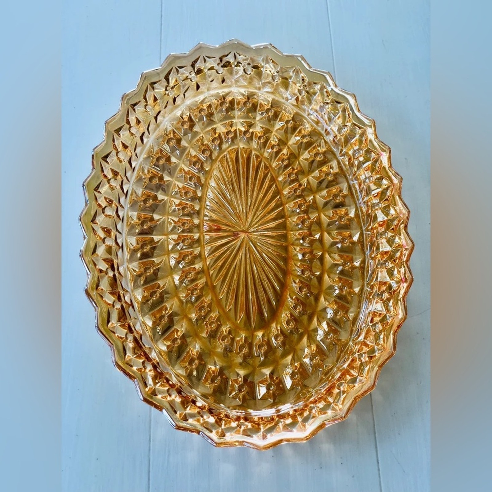 Vintage Amber-Carnival Glass Platter