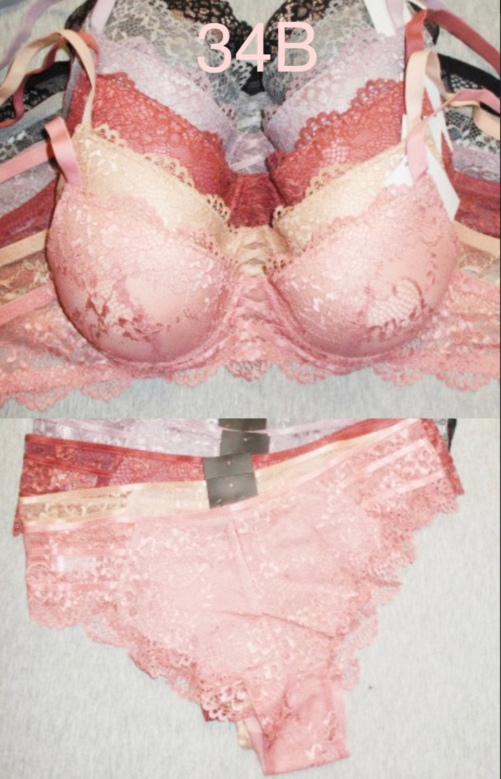 34B Lace Bra and Panty Set Bundle