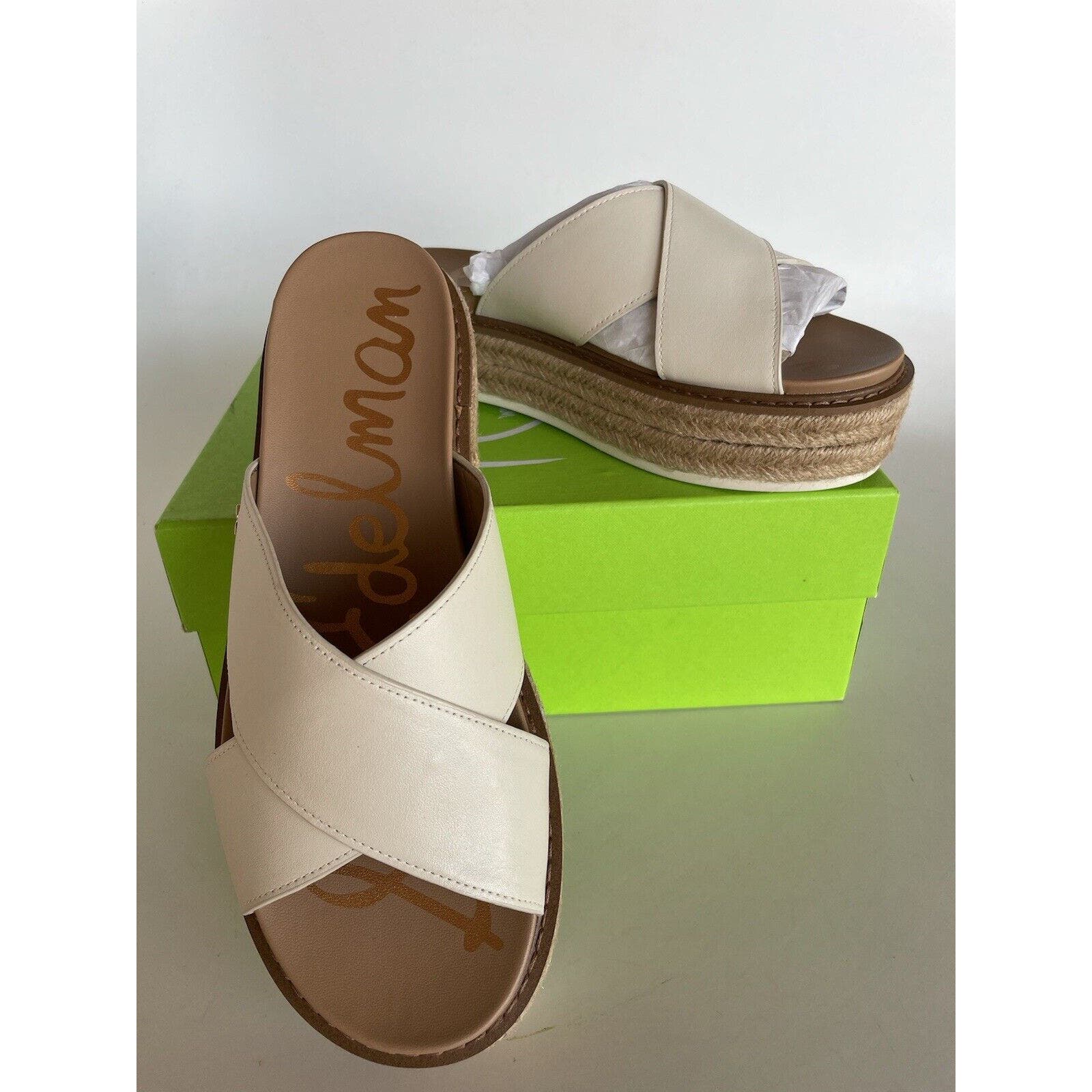 Sam Edelman Korina Espadrille Leather Platform Slide Sandals SIZE 8.5 M Ivory