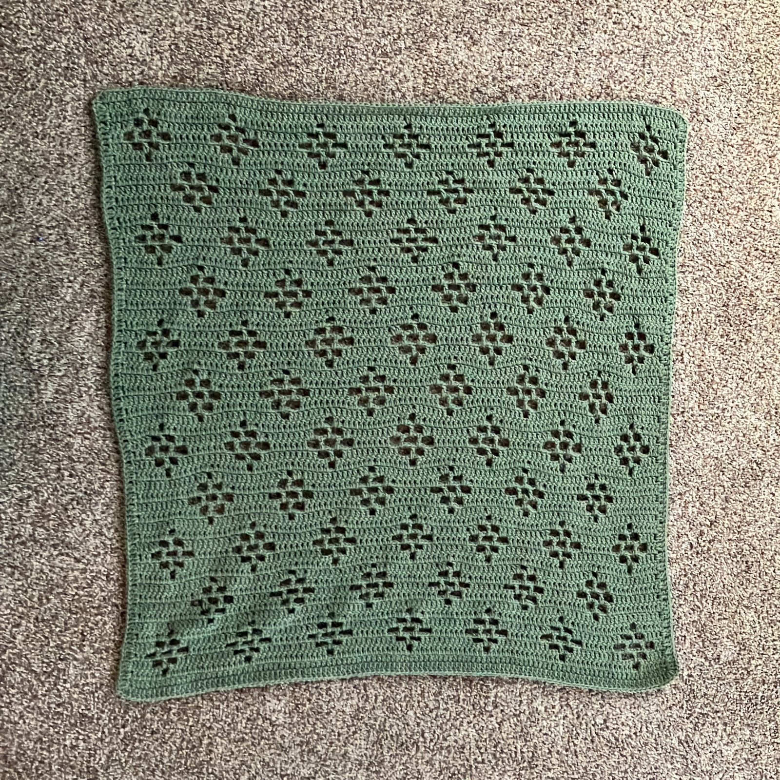 Floral cutout baby/lap blanket (sage green)