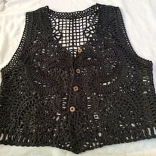 Linen 100% Vest, BLACK