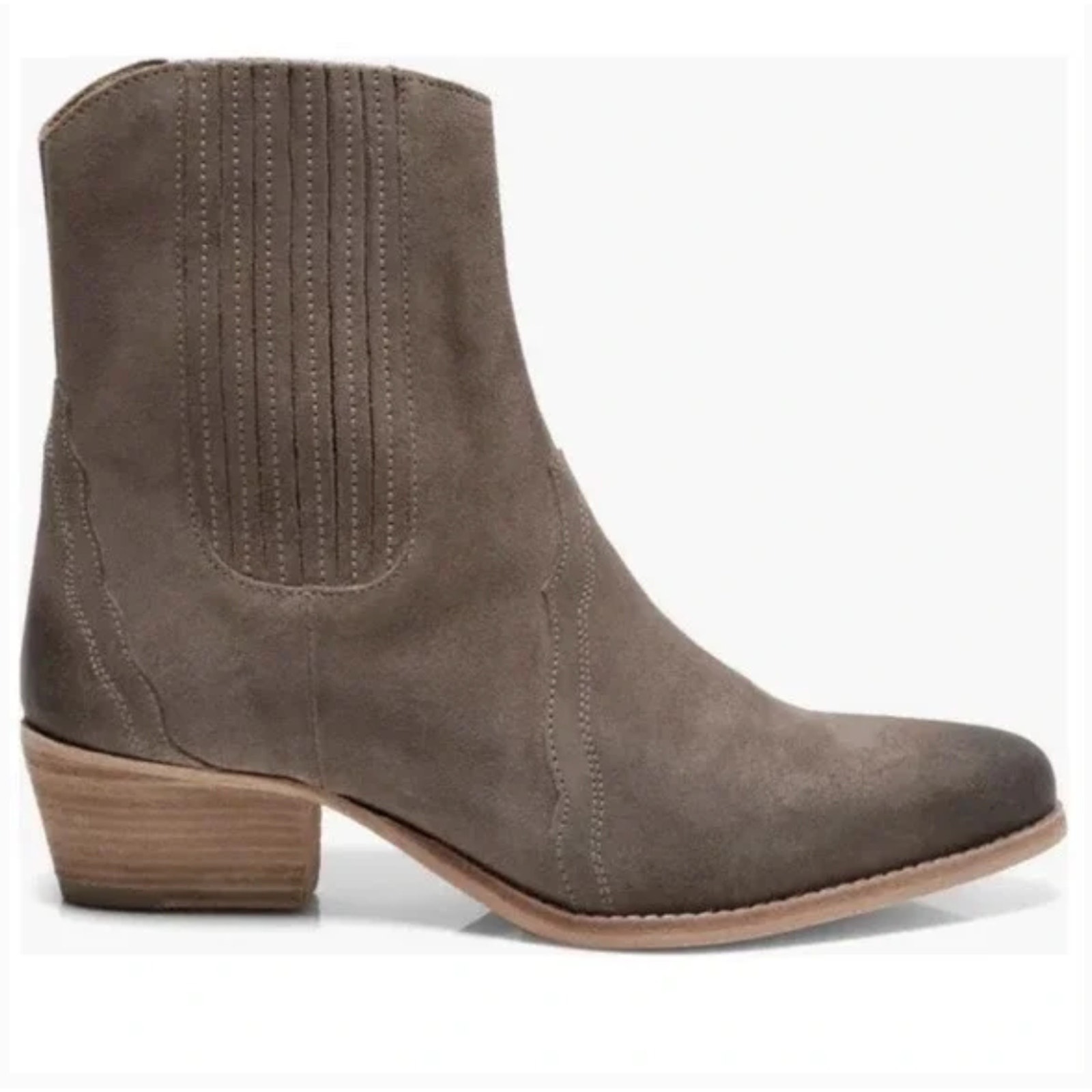 Free People New Frontier Western Boots 10 40 Gray Suede NWOT Ankle Booties Heel