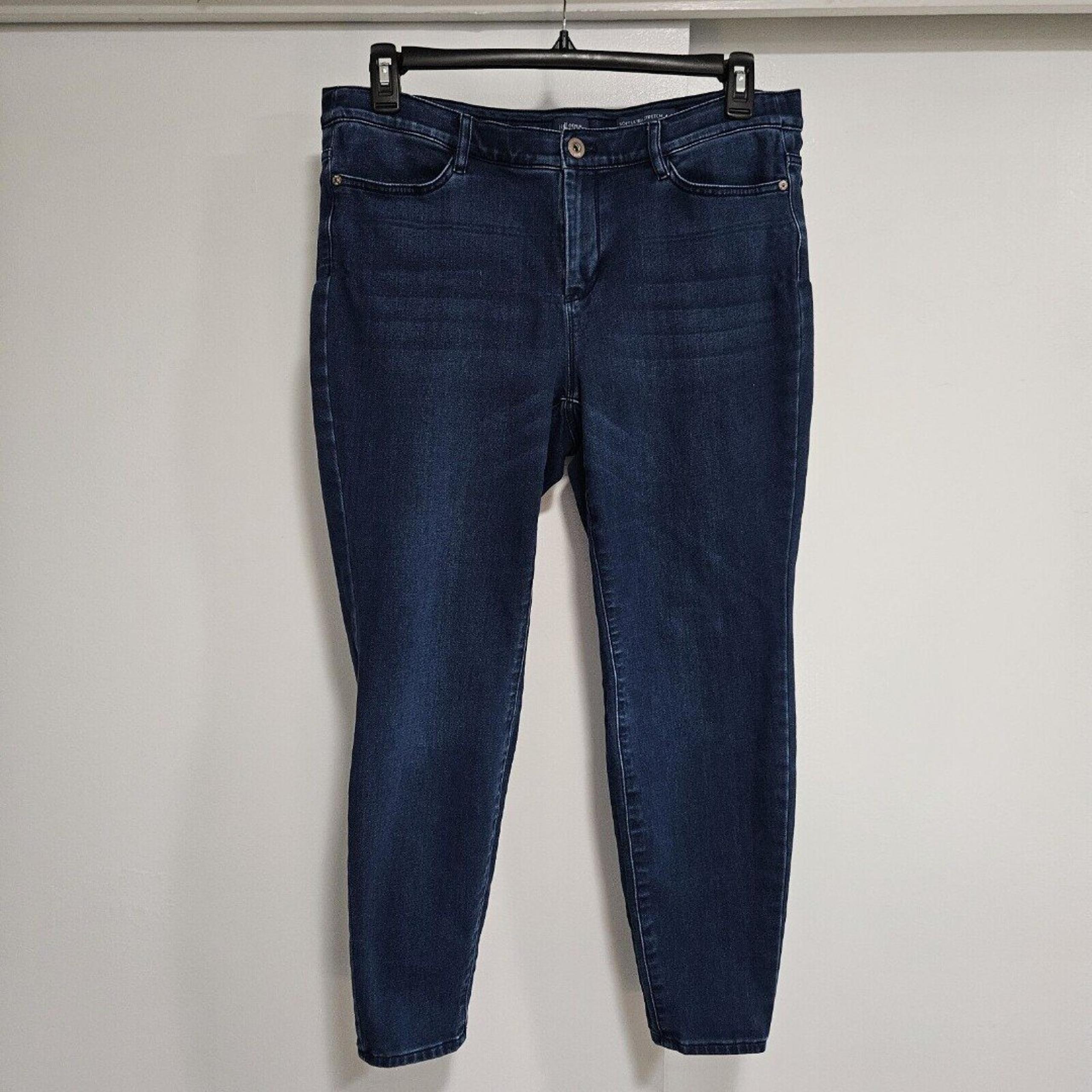 J Jill Jeans Women's 16 Blue Denim Leggings Skinny Stretch Pockets Tapered Dark