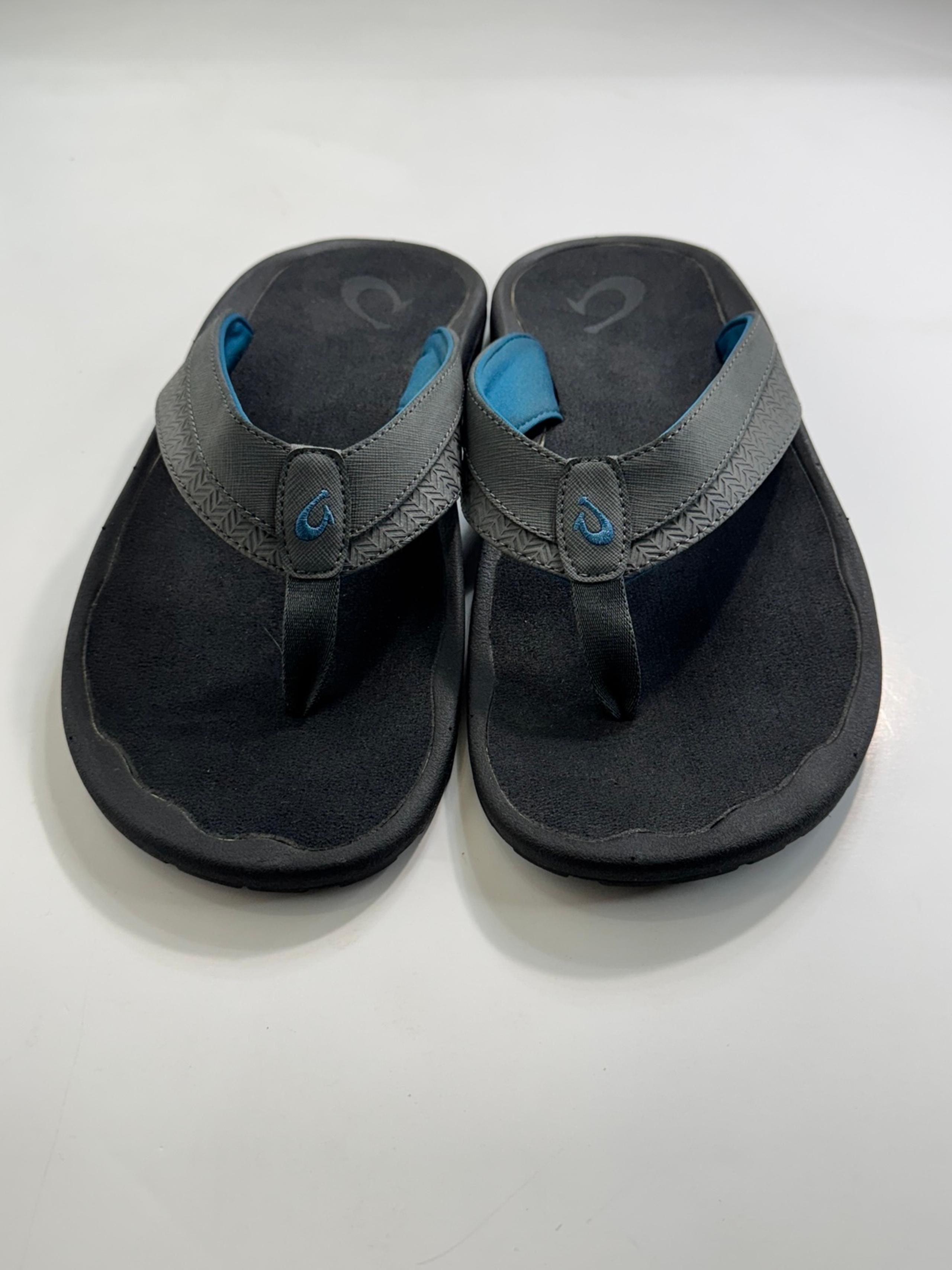 OluKai Ohana Koa Men's Size 46 US 13 Sandals Black Thong Flip Flop Comfort Beach