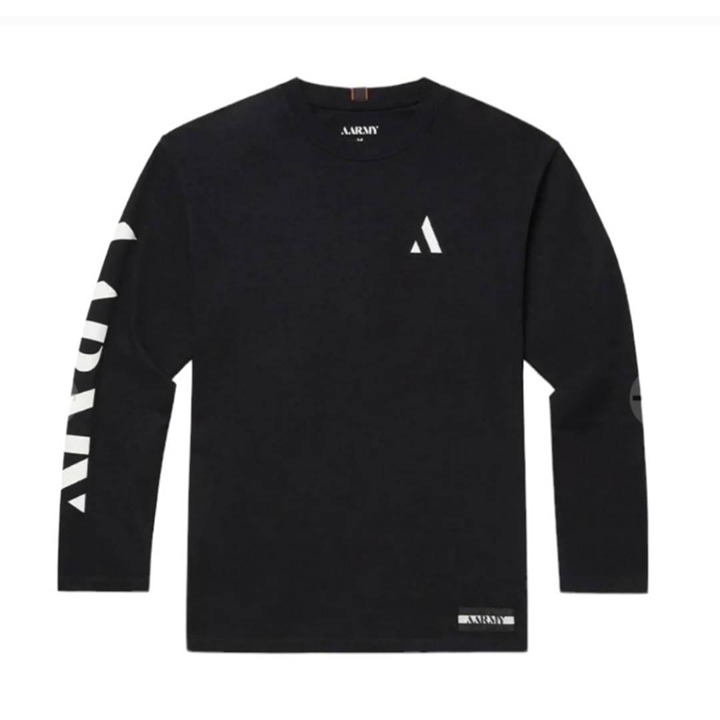 Aarmy Mens Black Graphic Print Crew Neck Long Sleeve Tee Size Medium