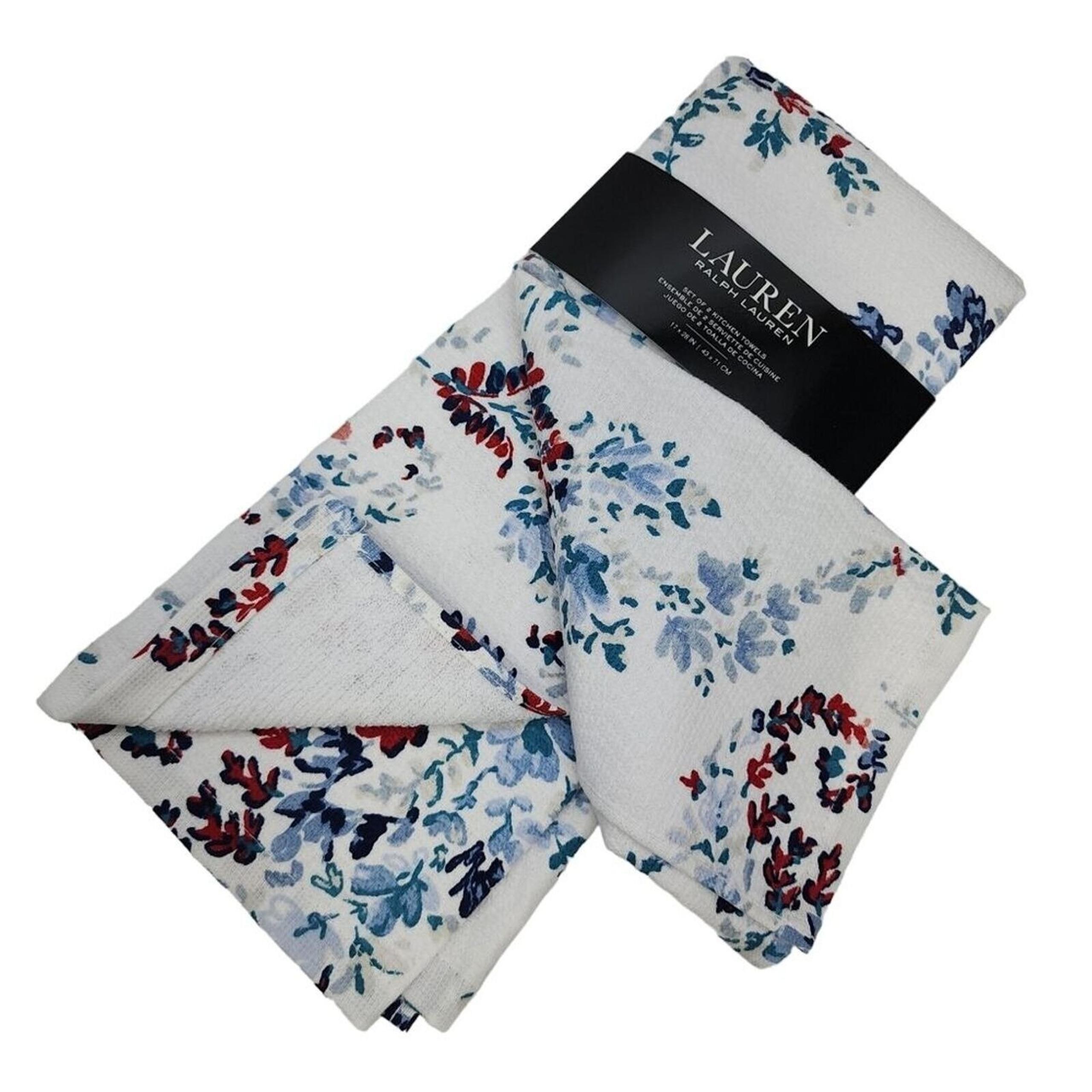 Lauren Ralph Lauren Floral Kitchen Towels Set 2pc Shabby Chic Style