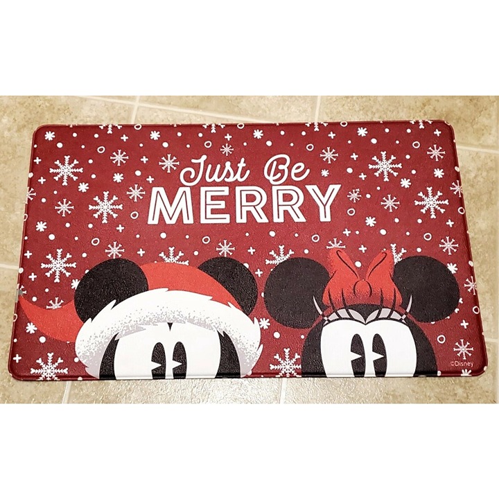 Disney Mickey Minnie Just Be Merry Anti Fatigue Kitchen Mat 18 x 30 Non Slip NEW