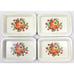 Vintage Set of 4 Metal Floral Tray Cottage Core Farmhouse Shabby Chic Roses 1950
