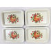 Vintage Set of 4 Metal Floral Tray Cottage Core Farmhouse Shabby Chic Roses 1950